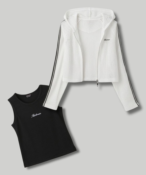 RICH MIX（リッチミックス）の「RICHMIX　Wジップ メッシュパーカー＆タンクトップ アンサンブル（アンサンブル・キッズ・ブラック/オフホワイト・140cm/150cm/160cm）」の8枚目の写真