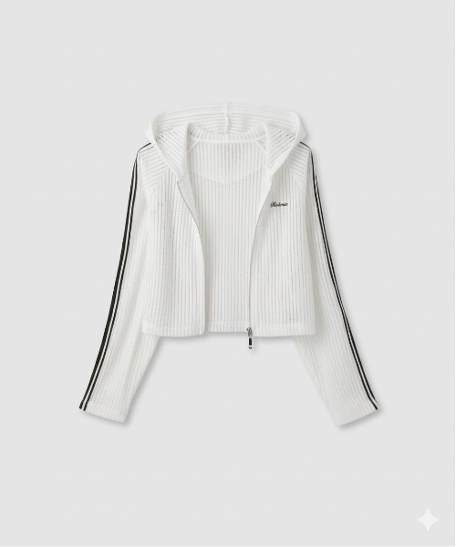 RICH MIX（リッチミックス）の「RICHMIX　Wジップ メッシュパーカー＆タンクトップ アンサンブル（アンサンブル・キッズ・ブラック/オフホワイト・140cm/150cm/160cm）」の5枚目の写真