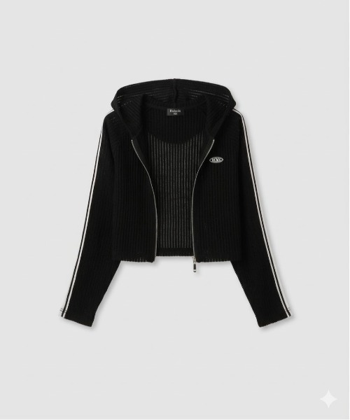 RICH MIX（リッチミックス）の「RICHMIX　Wジップ メッシュパーカー＆タンクトップ アンサンブル（アンサンブル・キッズ・ブラック/オフホワイト・140cm/150cm/160cm）」の3枚目の写真