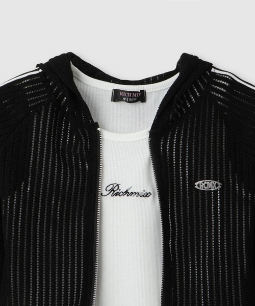 RICH MIX（リッチミックス）の「RICHMIX　Wジップ メッシュパーカー＆タンクトップ アンサンブル（アンサンブル・キッズ・ブラック/オフホワイト・140cm/150cm/160cm）」の10枚目の写真