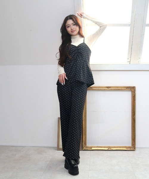 CECIL McBEE(セシルマクビー)の「ドット柄ジャガードキャミxパンツ セットアップ(ワンピース・レディース・ブラック/グレー・MEDIUM/LARGE)」の10枚目の写真