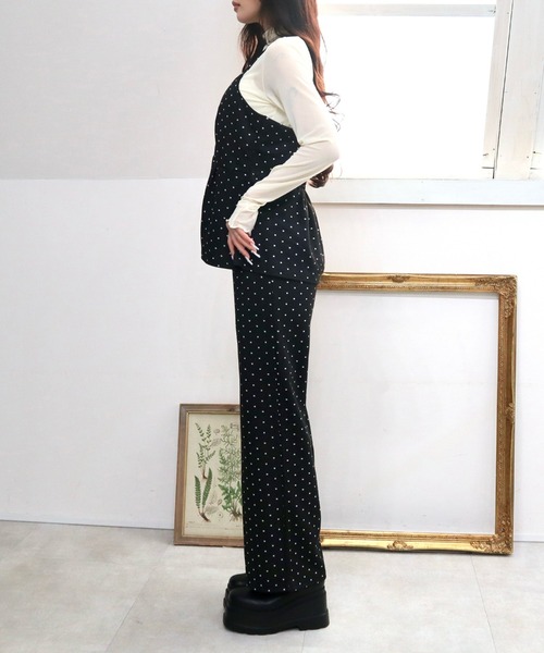CECIL McBEE(セシルマクビー)の「ドット柄ジャガードキャミxパンツ セットアップ(ワンピース・レディース・ブラック/グレー・MEDIUM/LARGE)」の11枚目の写真