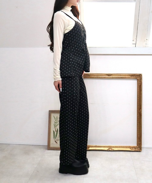CECIL McBEE(セシルマクビー)の「ドット柄ジャガードキャミxパンツ セットアップ(ワンピース・レディース・ブラック/グレー・MEDIUM/LARGE)」の13枚目の写真
