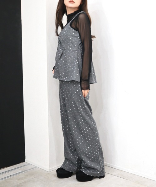 CECIL McBEE(セシルマクビー)の「ドット柄ジャガードキャミxパンツ セットアップ(ワンピース・レディース・ブラック/グレー・MEDIUM/LARGE)」の15枚目の写真