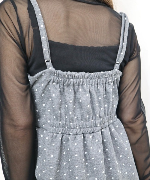 CECIL McBEE(セシルマクビー)の「ドット柄ジャガードキャミxパンツ セットアップ(ワンピース・レディース・ブラック/グレー・MEDIUM/LARGE)」の5枚目の写真