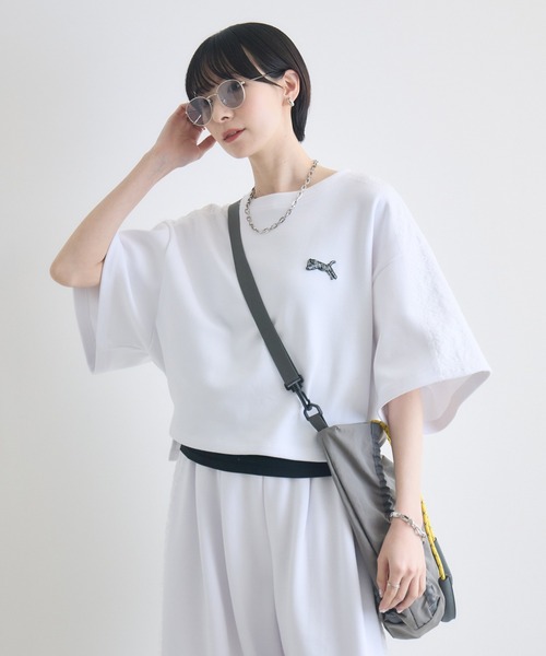 Paradise Picnic(パラダイスピクニック)の「TRANOI.レースラインワイドトップス(Tシャツ/カットソー・レディース・ブラック/グレー/ホワイト・FREE)」の1枚目の写真