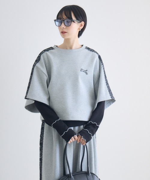 Paradise Picnic(パラダイスピクニック)の「TRANOI.レースラインワイドトップス(Tシャツ/カットソー・レディース・ブラック/グレー/ホワイト・FREE)」の21枚目の写真