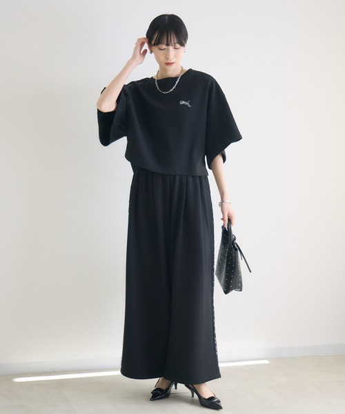 Paradise Picnic(パラダイスピクニック)の「TRANOI.レースラインワイドトップス(Tシャツ/カットソー・レディース・ブラック/グレー/ホワイト・FREE)」の15枚目の写真