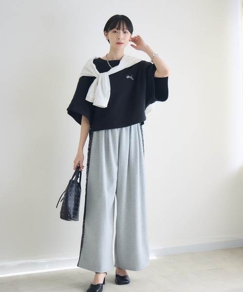 Paradise Picnic(パラダイスピクニック)の「TRANOI.レースラインワイドトップス(Tシャツ/カットソー・レディース・ブラック/グレー/ホワイト・FREE)」の19枚目の写真
