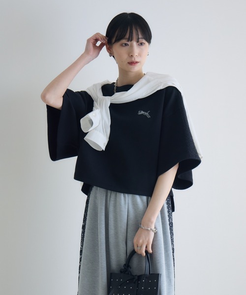 Paradise Picnic(パラダイスピクニック)の「TRANOI.レースラインワイドトップス(Tシャツ/カットソー・レディース・ブラック/グレー/ホワイト・FREE)」の18枚目の写真
