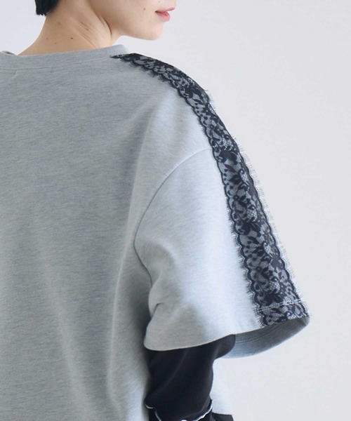 Paradise Picnic(パラダイスピクニック)の「TRANOI.レースラインワイドトップス(Tシャツ/カットソー・レディース・ブラック/グレー/ホワイト・FREE)」の11枚目の写真