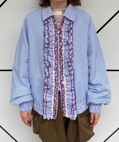 CIAOPANIC(チャオパニック)の「【あやっち企画】【HELLO.SANFRANCISCO/ハローサンフランシスコ】リボン付きチェックブルゾン(ブルゾン・レディース・ネイビー/サックスブルー・ONE SIZE)」の20枚目の写真