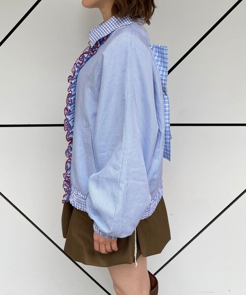 CIAOPANIC(チャオパニック)の「【あやっち企画】【HELLO.SANFRANCISCO/ハローサンフランシスコ】リボン付きチェックブルゾン(ブルゾン・レディース・ネイビー/サックスブルー・ONE SIZE)」の21枚目の写真