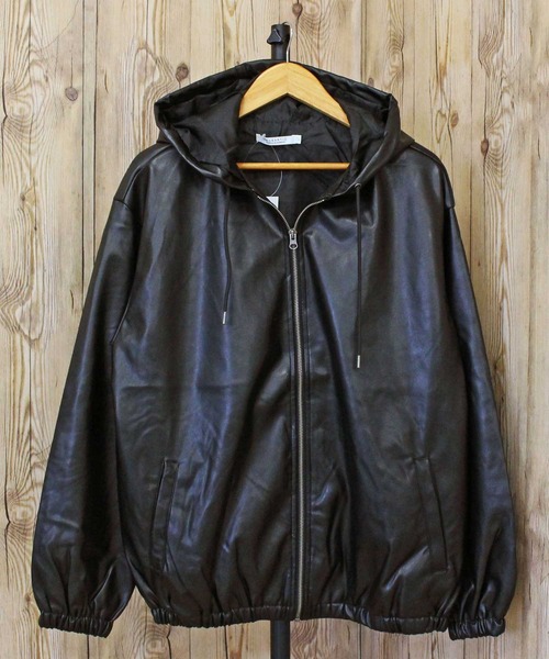 TopIsm(トップイズム)の「フェイクレザー フルジップパーカージャケット(ブルゾン・メンズ・ブラック・LL/M/L)」の6枚目の写真