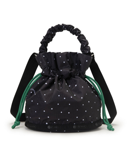 LeSportsac(レスポートサック)の「GH DRAWSTRING XBODY ブリスドット/グリーンコード(ショルダーバッグ・レディース・ブラック・FREE)」の4枚目の写真