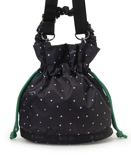 LeSportsac(レスポートサック)の「GH DRAWSTRING XBODY ブリスドット/グリーンコード(ショルダーバッグ・レディース・ブラック・FREE)」の6枚目の写真