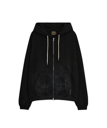 DEFGARMENTS（デフグラメンツ）の「PAINTING BLUSHED HOOD ZIP UP [BLACK]（パーカー）」