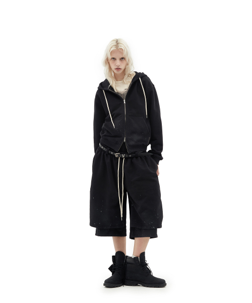 DEFGARMENTS（デフグラメンツ）の「PAINTING BLUSHED HOOD ZIP UP [BLACK]（パーカー・レディース・その他・SMALL/LARGE）」の5枚目の写真