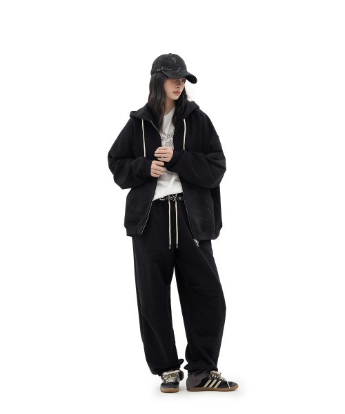 DEFGARMENTS（デフグラメンツ）の「PAINTING BLUSHED HOOD ZIP UP [BLACK]（パーカー・レディース・その他・SMALL/LARGE）」の6枚目の写真