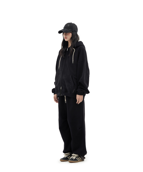 DEFGARMENTS（デフグラメンツ）の「PAINTING BLUSHED HOOD ZIP UP [BLACK]（パーカー・レディース・その他・SMALL/LARGE）」の8枚目の写真