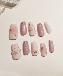 Anail（エーネイル）の「水光ネイルシアーピンクチークマグネットハートリボンオーバルネイルチップ 冬ネイル⑮（ネイルシール/ネイルチップ）」