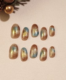 Anail（エーネイル）の「水光ネイルシアーピンクチークマグネットハートリボンオーバルネイルチップ 冬ネイル15（ネイルシール/ネイルチップ）」