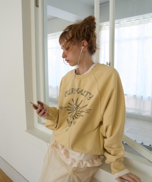 oursaalty（アウアソルティ）の「PLEASANT FRILL T-SHIRTS（Tシャツ/カットソー・レディース・チャコールグレー/ベージュ・FREE）」の9枚目の写真