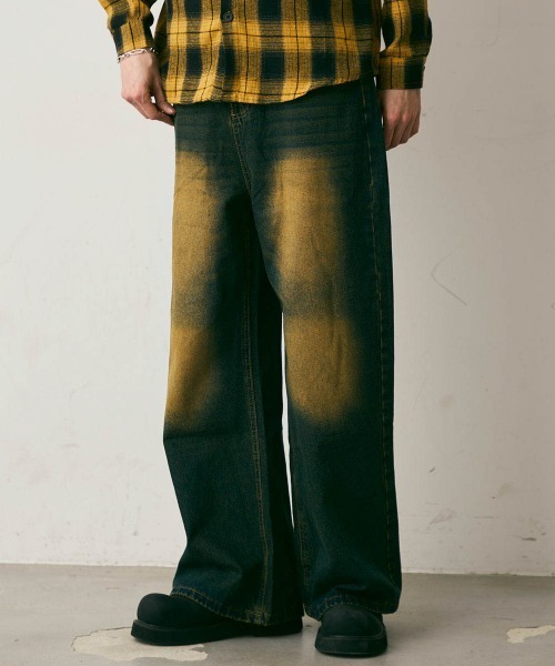 Shoowtime(ショウタイム)の「vintage make wide denim / ヴィンテージメイクワイドデニムパンツ(デニムパンツ・メンズ・ネイビー/ライトブルー・LARGE/MEDIUM/X-LARGE)」の9枚目の写真