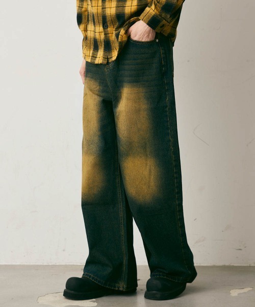 Shoowtime(ショウタイム)の「vintage make wide denim / ヴィンテージメイクワイドデニムパンツ(デニムパンツ・メンズ・ネイビー/ライトブルー・LARGE/MEDIUM/X-LARGE)」の10枚目の写真