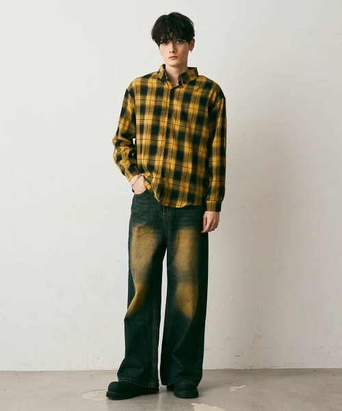 Shoowtime(ショウタイム)の「vintage make wide denim / ヴィンテージメイクワイドデニムパンツ(デニムパンツ・メンズ・ネイビー/ライトブルー・LARGE/MEDIUM/X-LARGE)」の15枚目の写真