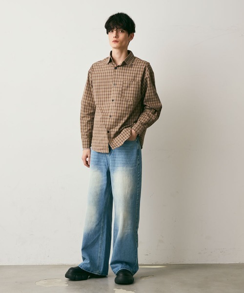 Shoowtime(ショウタイム)の「vintage make wide denim / ヴィンテージメイクワイドデニムパンツ(デニムパンツ・メンズ・ネイビー/ライトブルー・LARGE/MEDIUM/X-LARGE)」の3枚目の写真