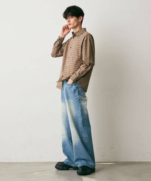 Shoowtime(ショウタイム)の「vintage make wide denim / ヴィンテージメイクワイドデニムパンツ(デニムパンツ・メンズ・ネイビー/ライトブルー・LARGE/MEDIUM/X-LARGE)」の5枚目の写真