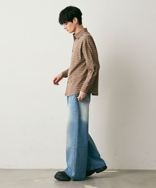 Shoowtime(ショウタイム)の「vintage make wide denim / ヴィンテージメイクワイドデニムパンツ(デニムパンツ・メンズ・ネイビー/ライトブルー・LARGE/MEDIUM/X-LARGE)」の6枚目の写真