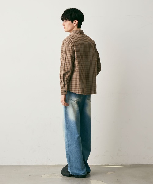 Shoowtime(ショウタイム)の「vintage make wide denim / ヴィンテージメイクワイドデニムパンツ(デニムパンツ・メンズ・ネイビー/ライトブルー・LARGE/MEDIUM/X-LARGE)」の7枚目の写真