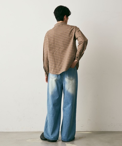 Shoowtime(ショウタイム)の「vintage make wide denim / ヴィンテージメイクワイドデニムパンツ(デニムパンツ・メンズ・ネイビー/ライトブルー・LARGE/MEDIUM/X-LARGE)」の8枚目の写真