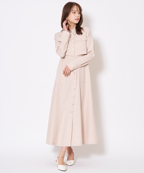 AND COUTURE(アンドクチュール)の「サファリシャツワンピース(ワンピース・レディース・グリーン/ベージュ/チャコールグレー・FREE)」の3枚目の写真