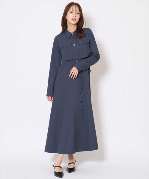 AND COUTURE(アンドクチュール)の「サファリシャツワンピース(ワンピース・レディース・グリーン/ベージュ/チャコールグレー・FREE)」の12枚目の写真