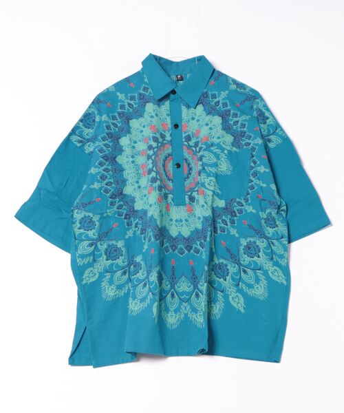 チャイハネ（チャイハネ）の「【チャイハネ】レレリアMEN'Sプルオーバーシャツ（シャツ/ブラウス・メンズ・ブラック/ホワイト/ブルー・FREE）」の3枚目の写真