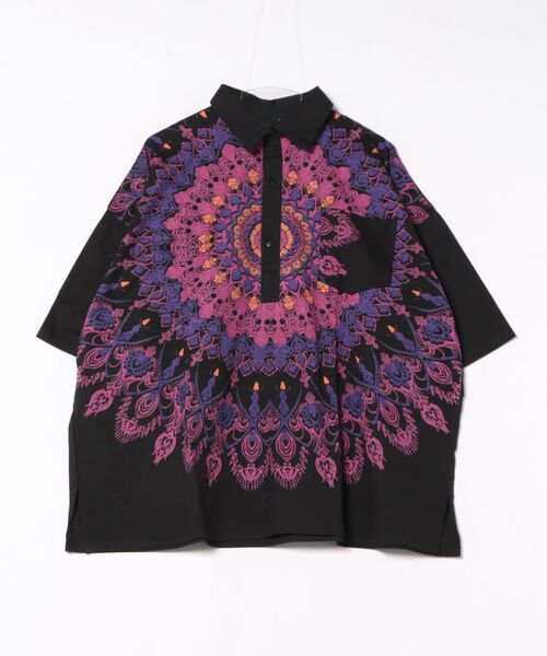 チャイハネ（チャイハネ）の「【チャイハネ】レレリアMEN'Sプルオーバーシャツ（シャツ/ブラウス・メンズ・ブラック/ホワイト/ブルー・FREE）」の2枚目の写真