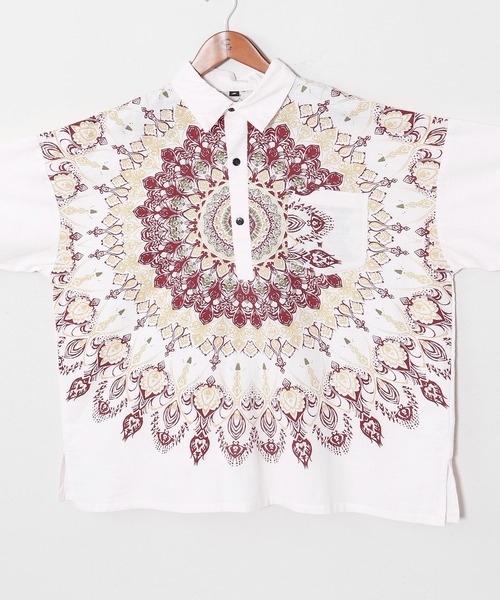 チャイハネ（チャイハネ）の「【チャイハネ】レレリアMEN'Sプルオーバーシャツ（シャツ/ブラウス・メンズ・ブラック/ホワイト/ブルー・FREE）」の4枚目の写真