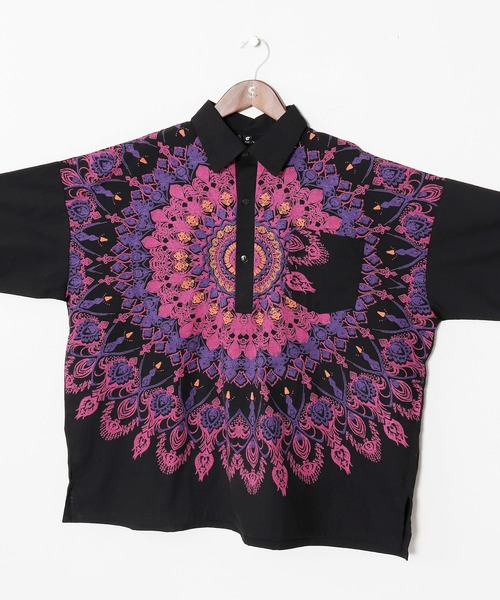 チャイハネ（チャイハネ）の「【チャイハネ】レレリアMEN'Sプルオーバーシャツ（シャツ/ブラウス・メンズ・ブラック/ホワイト/ブルー・FREE）」の6枚目の写真