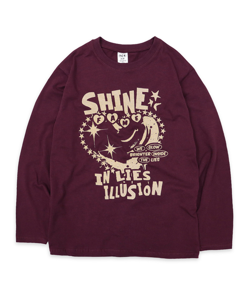 DEFYCLUBROBBERS(ディファイクラブロバース)の「シャインインライズイリュージョン ロングスリーブ (2カラー)(Tシャツ/カットソー・レディース・バーガンディー/チャコール・MEDIUM/LARGE)」の1枚目の写真