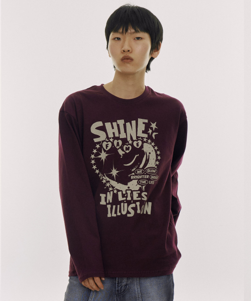 DEFYCLUBROBBERS(ディファイクラブロバース)の「シャインインライズイリュージョン ロングスリーブ (2カラー)(Tシャツ/カットソー・レディース・バーガンディー/チャコール・MEDIUM/LARGE)」の5枚目の写真