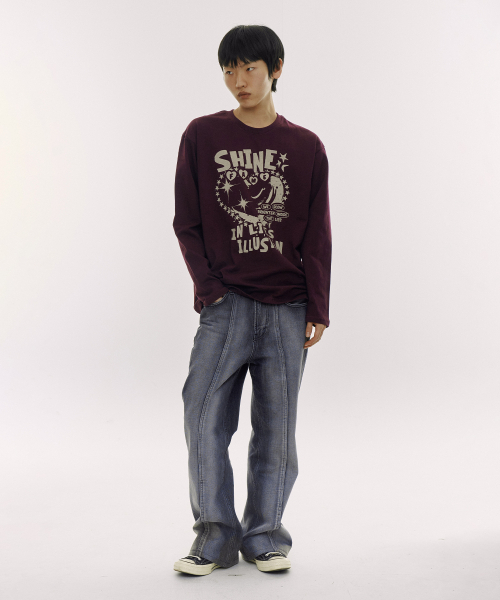 DEFYCLUBROBBERS(ディファイクラブロバース)の「シャインインライズイリュージョン ロングスリーブ (2カラー)(Tシャツ/カットソー・レディース・バーガンディー/チャコール・MEDIUM/LARGE)」の9枚目の写真