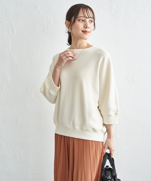 ikka(イッカ)の「【雑誌InRed5月号掲載】タックフライスドルマンプルオーバー 【親子コーデ】(Tシャツ/カットソー・レディース・アイボリー/グレイッシュベージュ/ネイビー/ミント・M/L/S)」の10枚目の写真