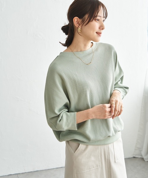 ikka(イッカ)の「【雑誌InRed5月号掲載】タックフライスドルマンプルオーバー 【親子コーデ】(Tシャツ/カットソー・レディース・アイボリー/グレイッシュベージュ/ネイビー/ミント・M/L/S)」の22枚目の写真