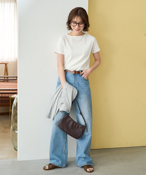 FREAK'S STORE(フリークスストア)の「限定展開 タックリブ 半袖 Tシャツ(Tシャツ/カットソー・レディース・ブラック/グレー/オフホワイト/レッド/ブラウン・フリ-)」の6枚目の写真