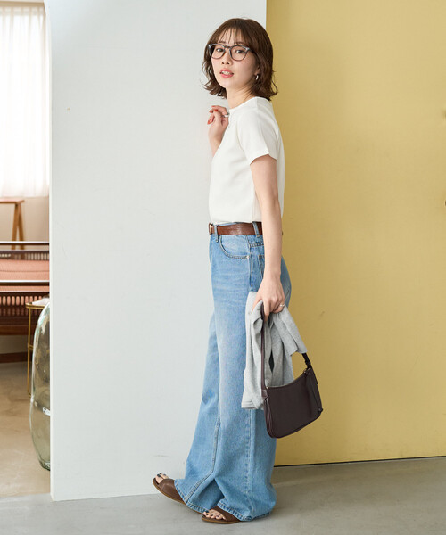 FREAK'S STORE(フリークスストア)の「限定展開 タックリブ 半袖 Tシャツ(Tシャツ/カットソー・レディース・ブラック/グレー/オフホワイト/レッド/ブラウン・フリ-)」の7枚目の写真