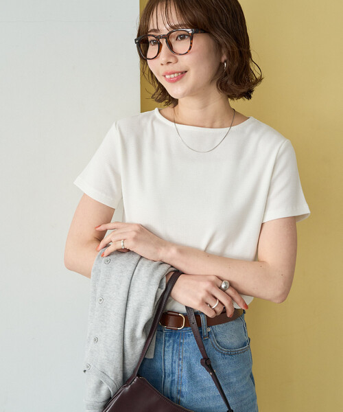 FREAK'S STORE(フリークスストア)の「限定展開 タックリブ 半袖 Tシャツ(Tシャツ/カットソー・レディース・ブラック/グレー/オフホワイト/レッド/ブラウン・フリ-)」の8枚目の写真