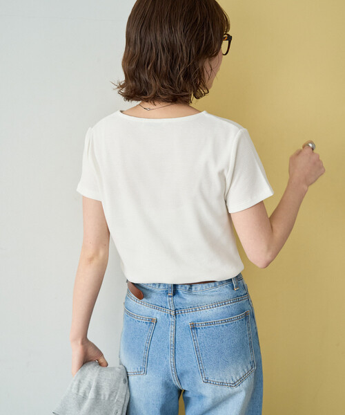 FREAK'S STORE(フリークスストア)の「限定展開 タックリブ 半袖 Tシャツ(Tシャツ/カットソー・レディース・ブラック/グレー/オフホワイト/レッド/ブラウン・フリ-)」の9枚目の写真